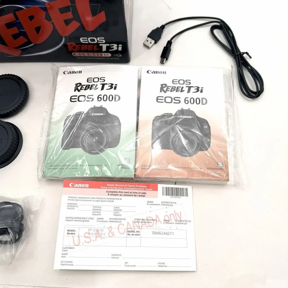 Canon EOS Rebel T3i EMPTY BOX with Replacement Manuals Cords Discs - Picture 2 of 8